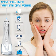 H2ofloss Upgraded Cordless Dental Teeth Irrigator, Portable water flosser, Rechargeable IPX7 Waterproof water irrigator