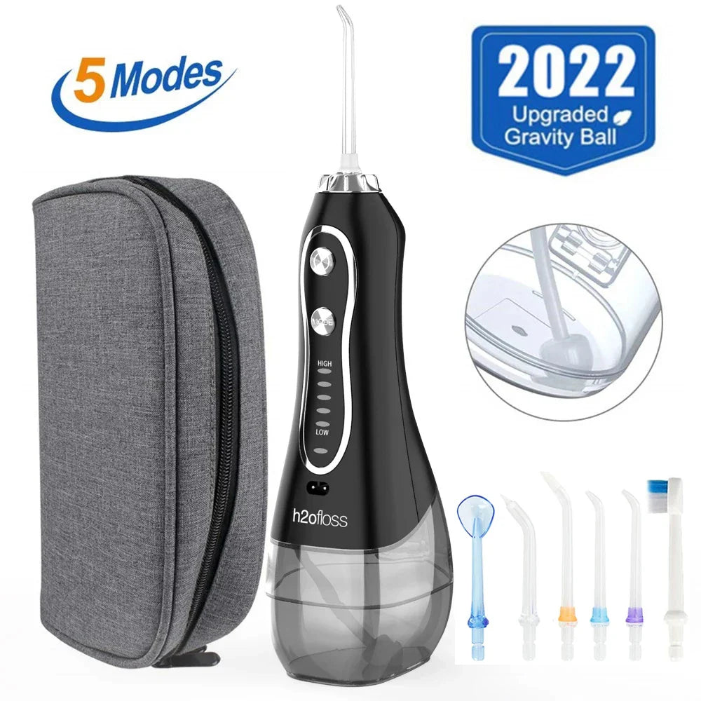 H2ofloss Upgraded Cordless Dental Teeth Irrigator, Portable water flosser, Rechargeable IPX7 Waterproof water irrigator