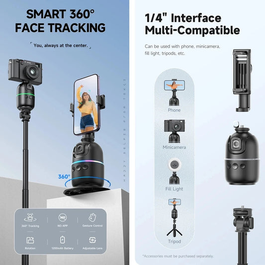 FANGTUOSI AI Smart Gimbal 360° Auto Face Tracking Gimbal All-in-one Rotation For Smartphone video Vlog Stabilizer Phone Holder